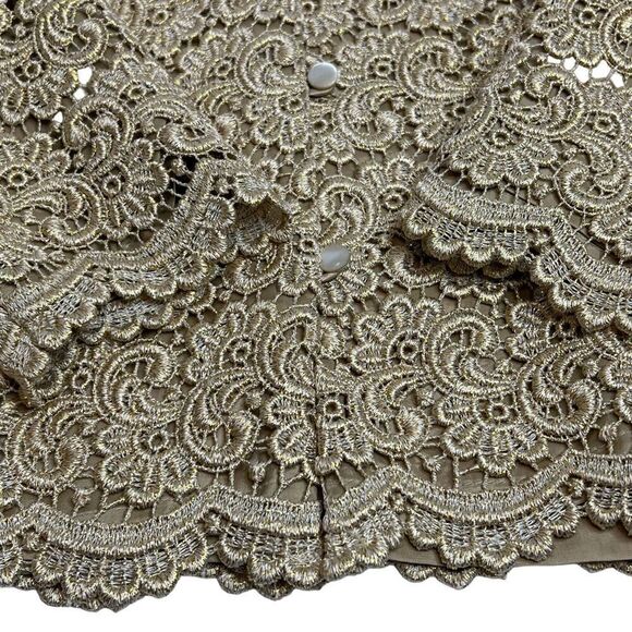 Talbots vintage metallic gold lace overlay evening jacket size 4 - Picture 12 of 16
